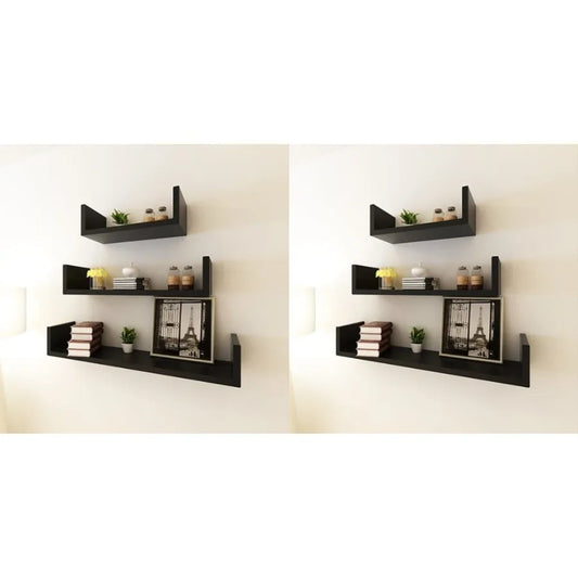 Wall Shelves 6 pcs Black