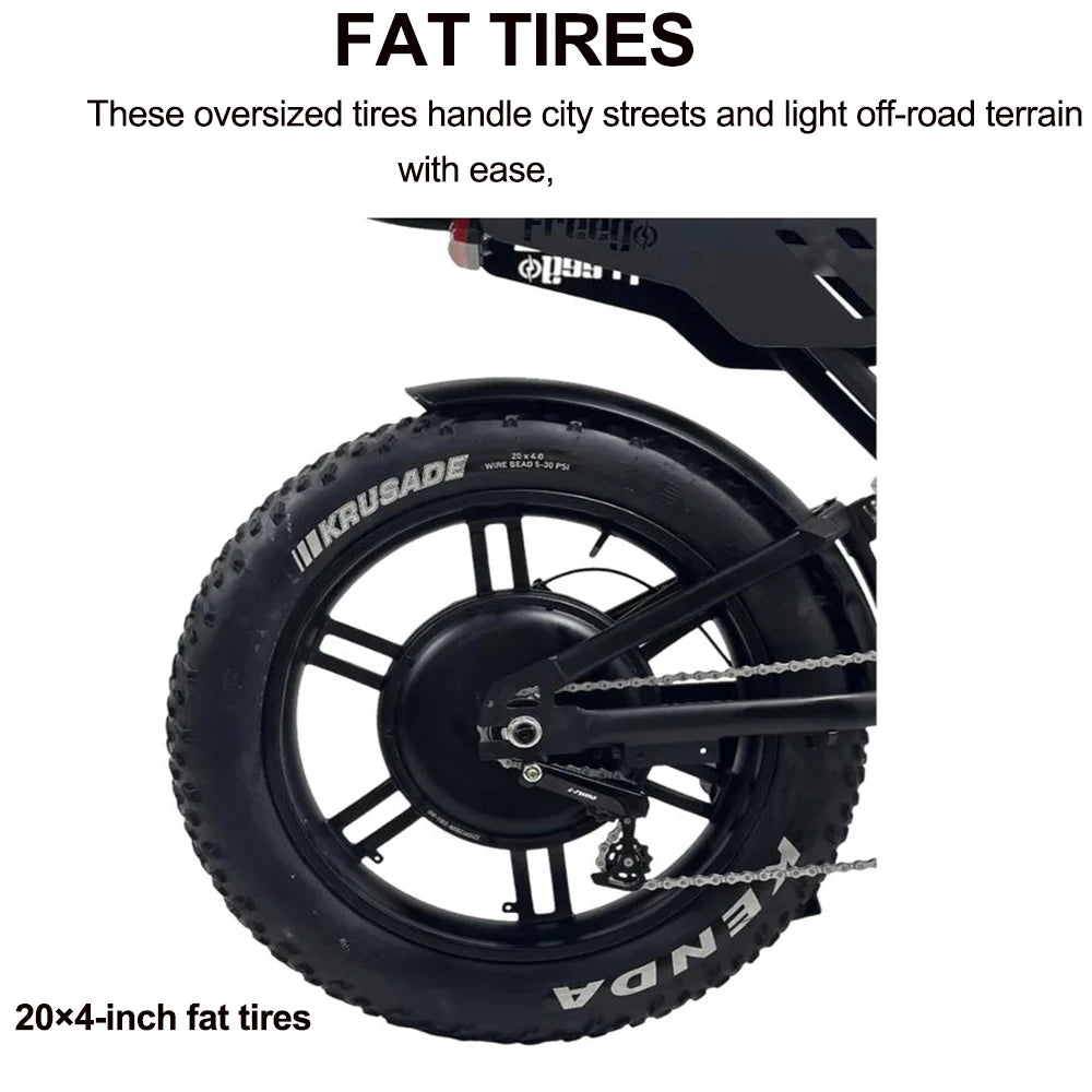 2025 Freego 2000W F2 Pro Max Prime Full Suspension 60V 18AH Battery Electric Bicycle20*4-Inch Fat Tire E-Bike