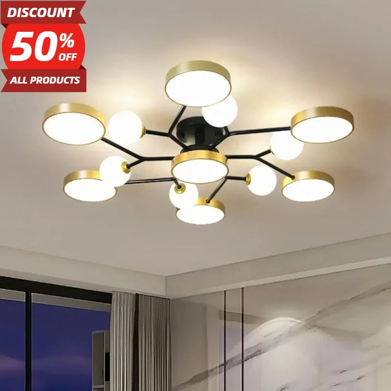 Nordic Ceiling Light Glass Ball LED Chandeliersr Living Restaurant Room Lamp Home Decoration Hanging Light Fixture