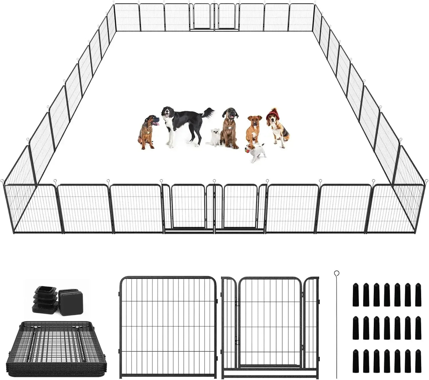 Dog Playpen Outdoor Extra Wide 40 Inch High Rust Resistant Portable RV Campground with Gates, Total 84 Feet, 561 Square Feet