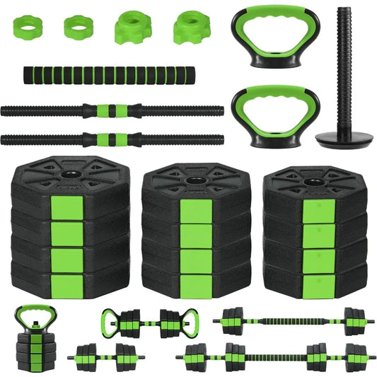 66lbs Adjustable Dumbbells Set, 4 in1 Free Weight Dumbbell Set of 2 Used as Barbell,Kettlebells,Fitness Exercises for Home Gym S