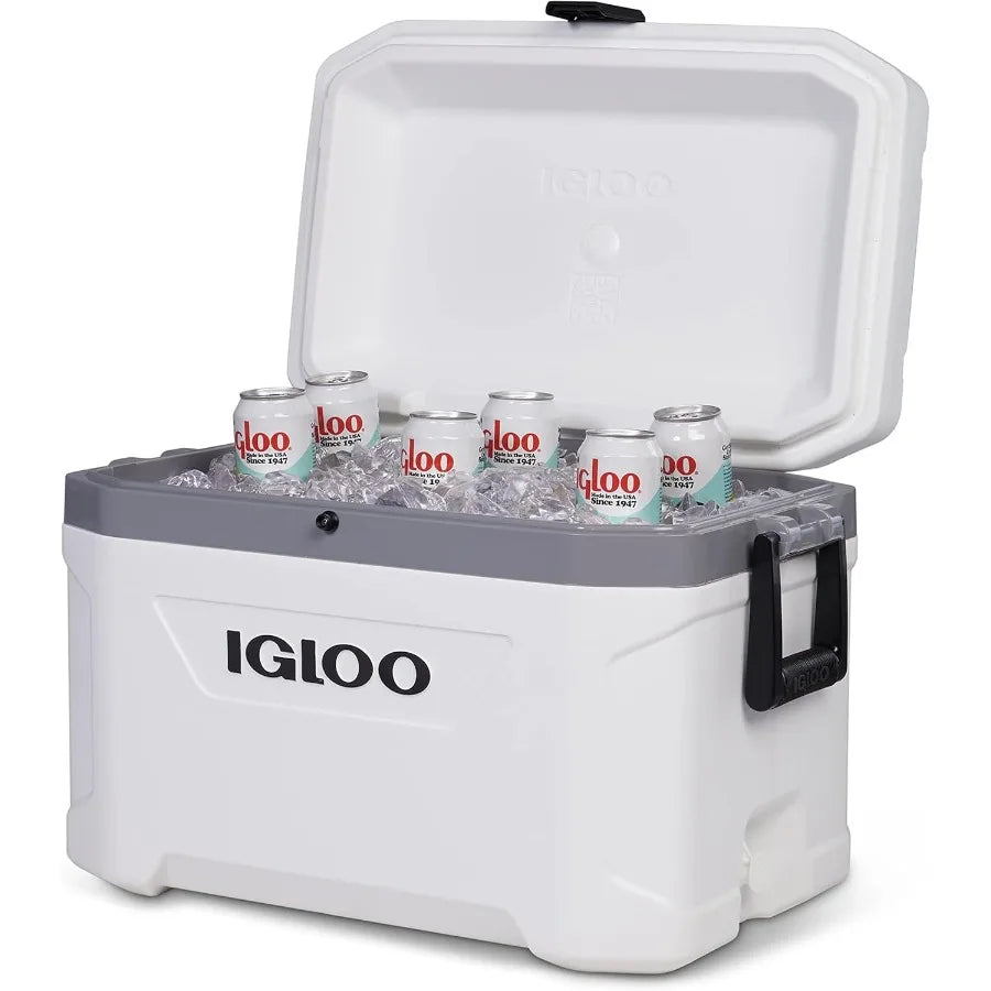 Insulated Portable Hard Side Cooler Ice Chest from Marine Series for Fishing Camping Boating Outdoor Events Picnics and Beach T