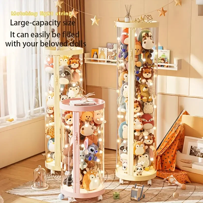 Soft toy storage bin - Transparent toy storage bin - Doll storage tube, corner children's soft toy display bin