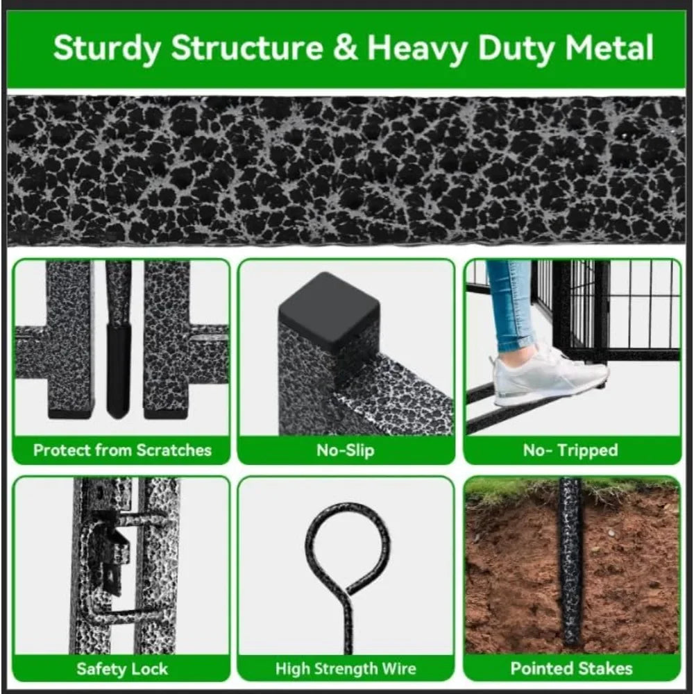 Dog Playpen Outdoor Extra Wide 40 Inch High Rust Resistant Portable RV Campground with Gates, Total 84 Feet, 561 Square Feet