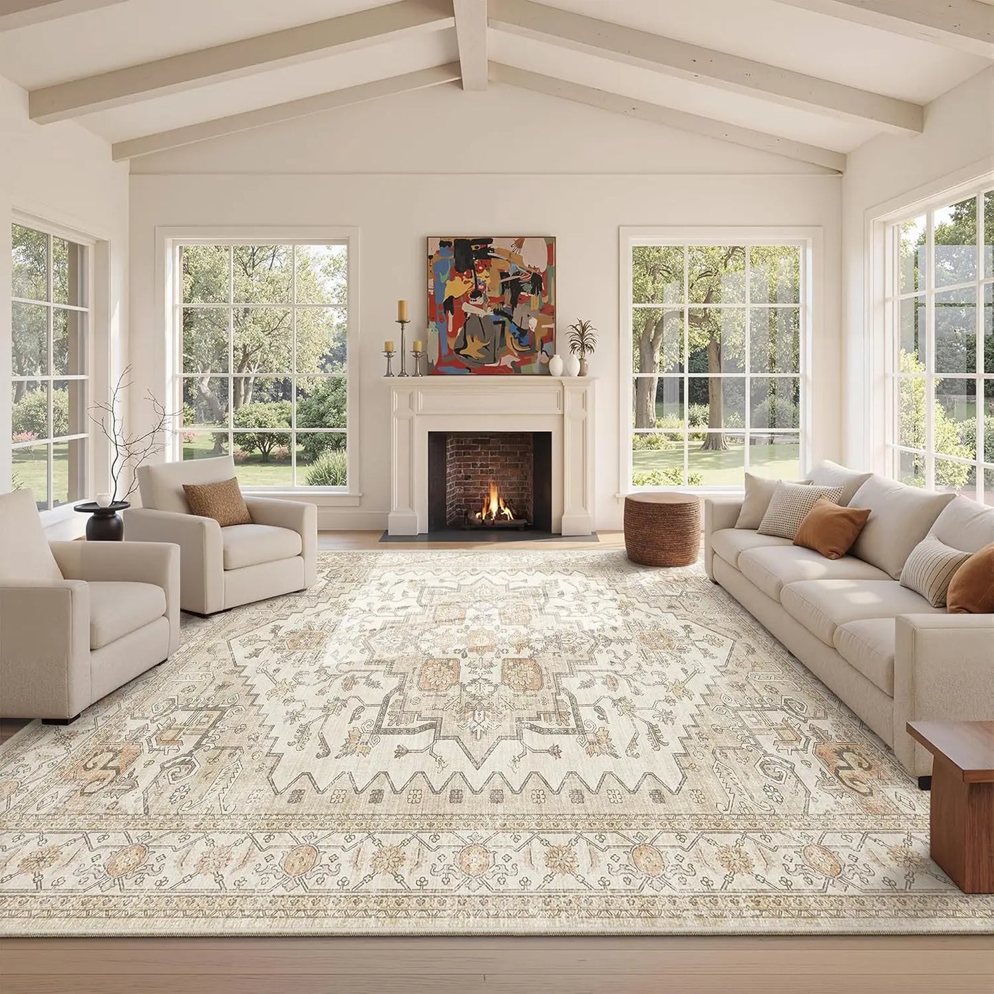 Area Rugs for Living Rooms - 8x10,  Pile Carpet Machine Washable Rugs for Bedroom, Farmhouse, Office, Dining