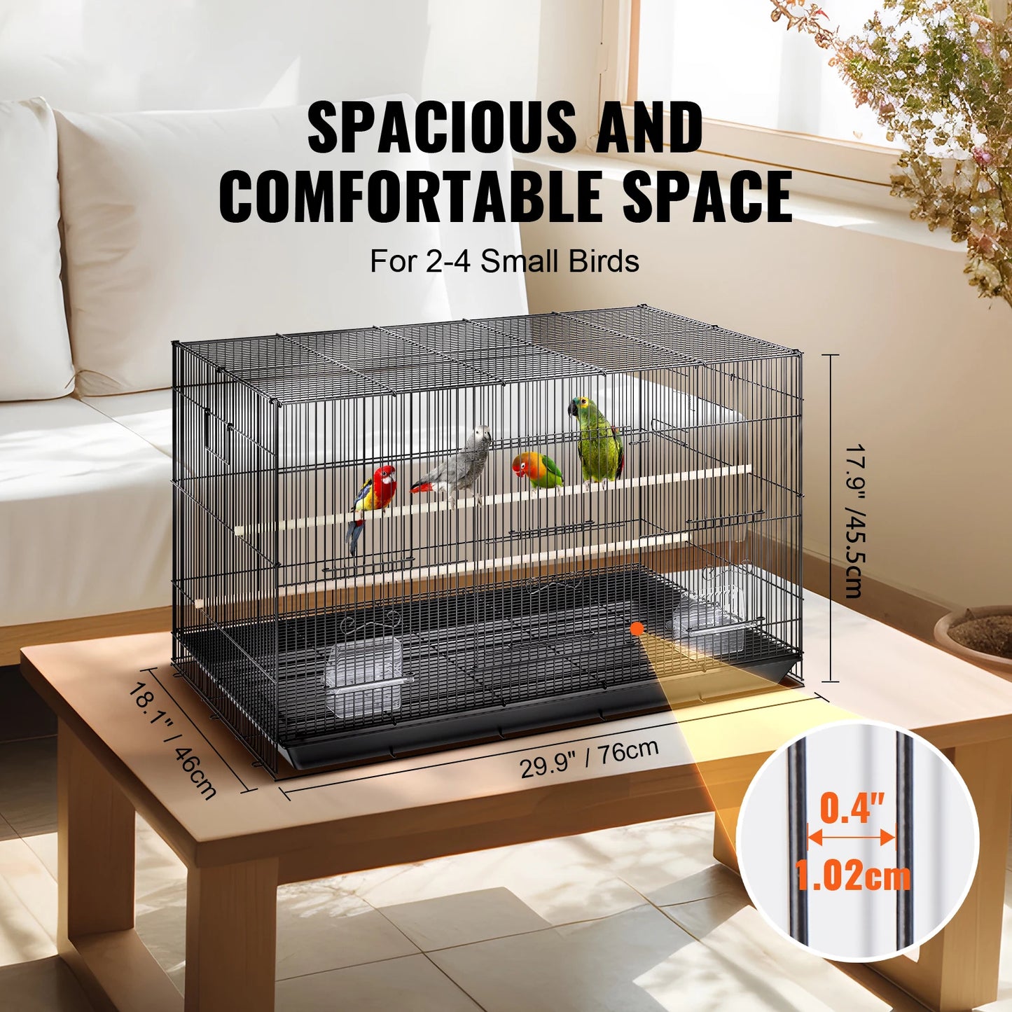 SucceBuy 30inch Pet Bird Cage Metal Large Parakeet Cages with Rolling Stand Tray for Cockatiels Parrot Budgies Lovebird Canaries