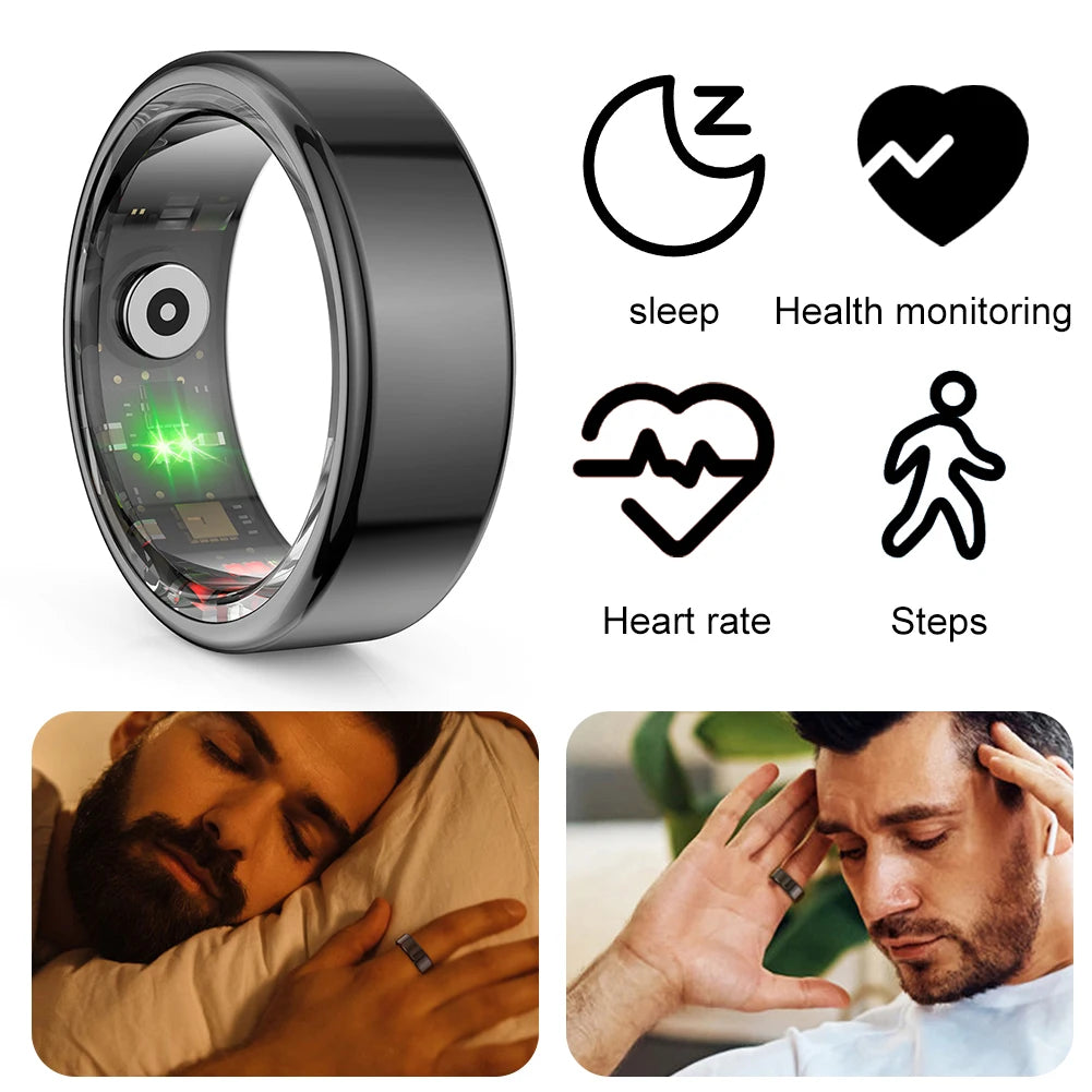 R02 Smart Ring Fitness Tracker Ring 5.0 Bluetooth-Compatible Heart Rate Tracker Multi-sport Modes Wearable for Android for IOS