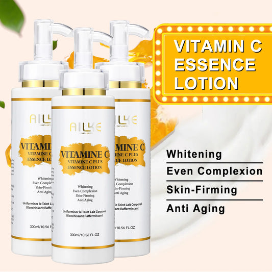 AILKE Vitamin C Skin Care Set, with Lightening Body Lotion, Even Skin Tone Face Cream, Whitening Serum, Brightening Soap