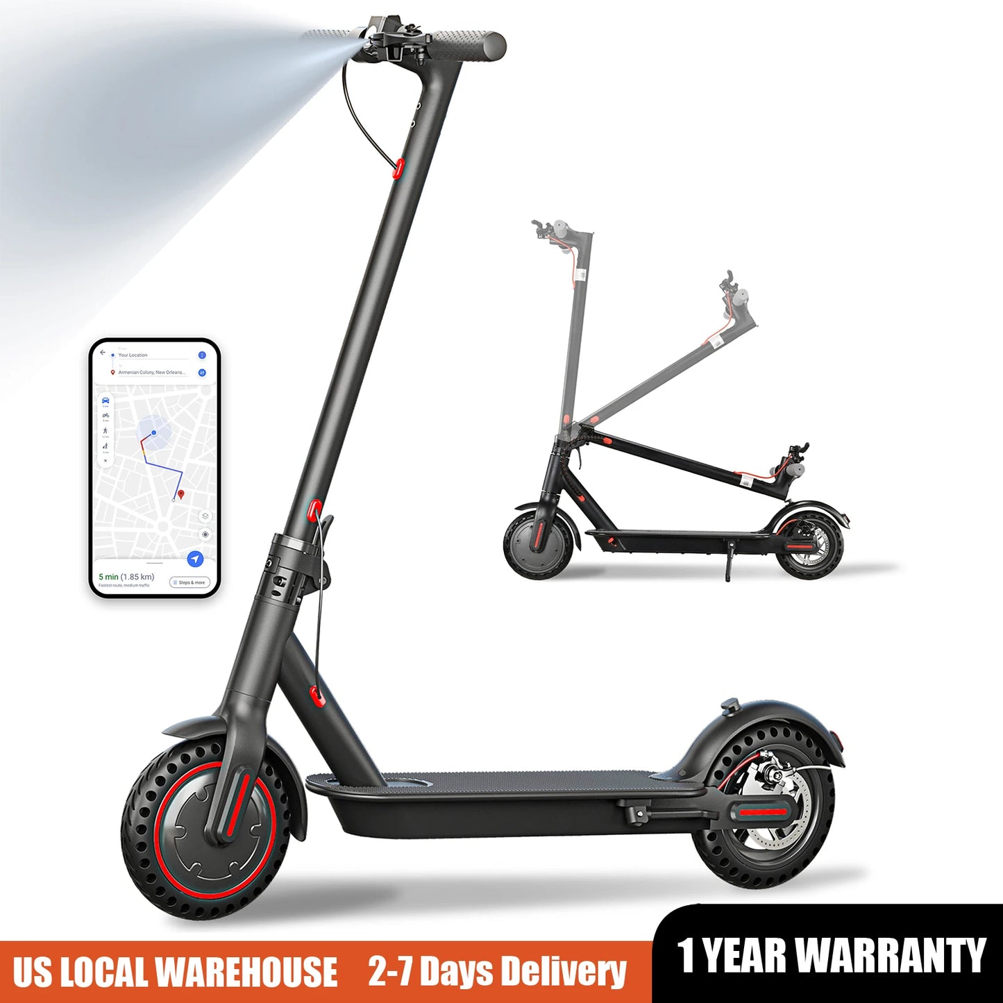 Lightweight Commuter Electric Scooter for Adults, Explosion-proof Tires, Dual Brake System, APP Support E-scooter