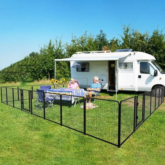 Dog Playpen Outdoor Extra Wide 40 Inch High Rust Resistant Portable RV Campground with Gates, Total 84 Feet, 561 Square Feet