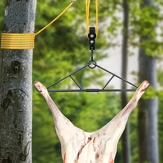 700LB Capacity Elk Hoist Pulley Lift System with Gambrel Hunting Game Hanging Kit for Deer Butcher Hunting Accessories Gift Set