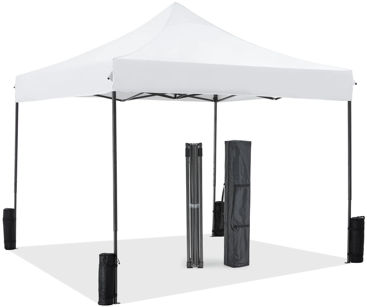 JHK 10x10ft Pop Up Outdoor Canopy Tent Easy Setup Shade Instant Portable Sun Shelter Canopy Tent with Sand Bags for Camping