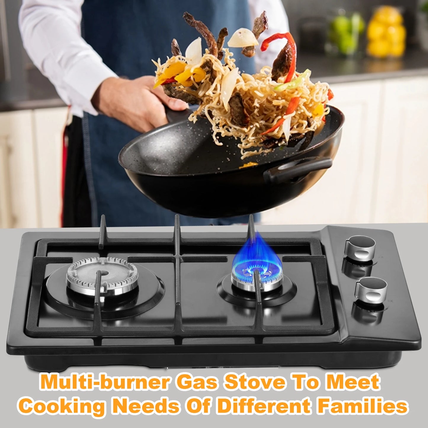 Propane Stove Indoor, Built in Thermocouple Protection Propane Cooktop with Powerful Built-in Burners for Kitchen