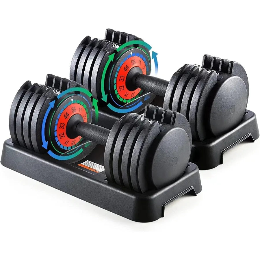 25 55 lbs Pair Adjustable Dumbbells Set for Home Gym and Fitness Training Lightweight and Compact Design with AntiSlip Grip and