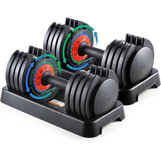 25 55 lbs Pair Adjustable Dumbbells Set for Home Gym and Fitness Training Lightweight and Compact Design with AntiSlip Grip and