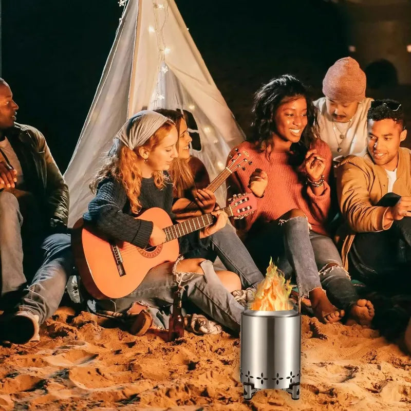 Stainless Steel Smokeless Stove Portable For Indoor Courtyard Desktop Camping Tabletop Heating Efficient Burning Double Wall