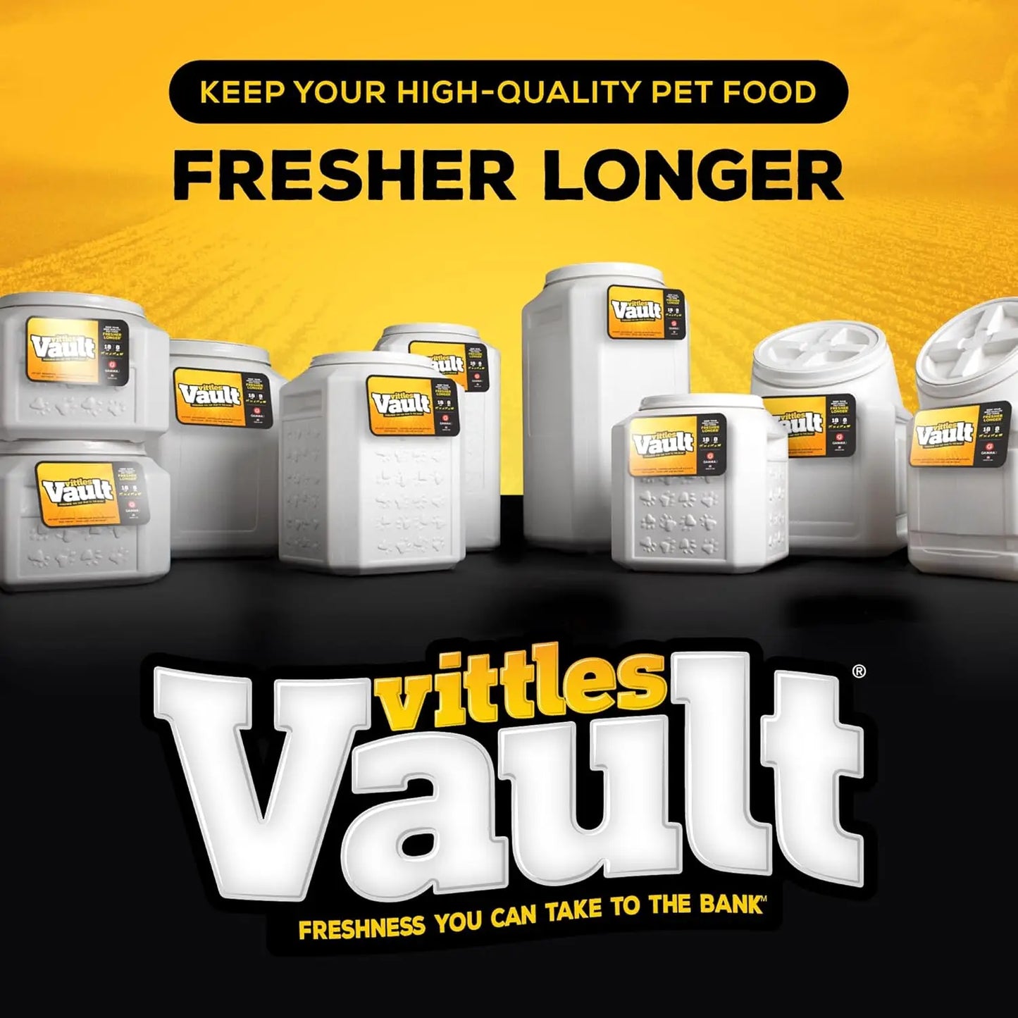 Vittles Vault Pet Food Container - Sealed 25lb Dog Cat Food Storage, 12'L x 13.75'H, Made in USA