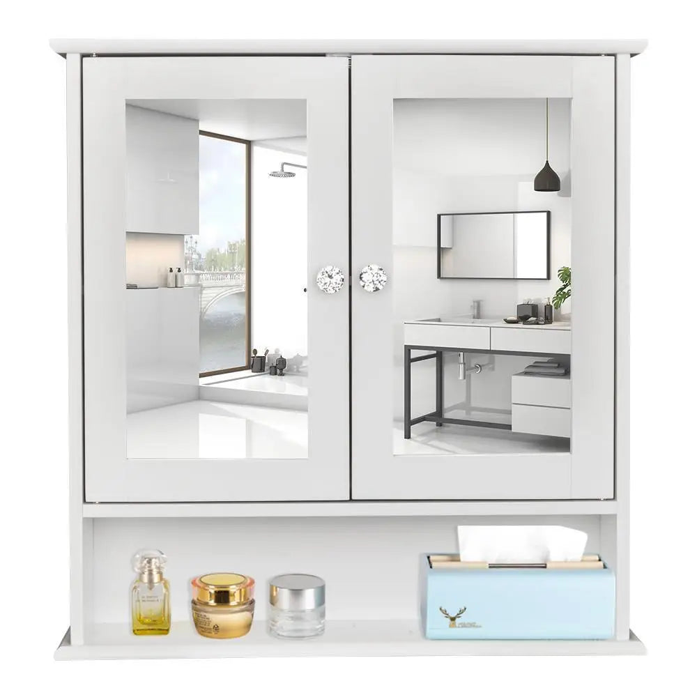 Bathroom Medicine Cabinet with 2 Door Mirror Bathroom Storage Cabinet Wall Mount
