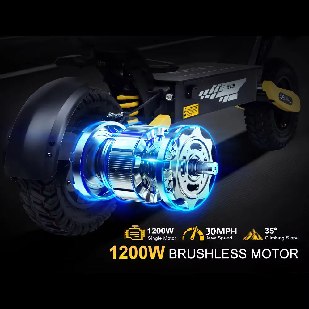 EOEOTWO GT06 Electric Scooter Adults 30MPH,1200W Motor E-Scooter,11'' Off-Road Tire Scooter with Dual Suspension & Side Light