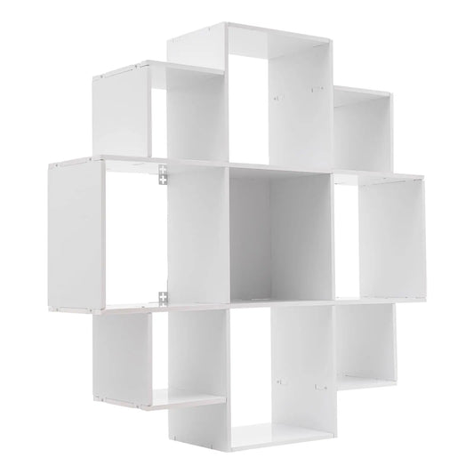 Bookcase Wall Mounted Book Shelf Modern 3-Tier Floating Shelf Bookcase with 9 Compartments, Floating Cube Shelves, for Study, of