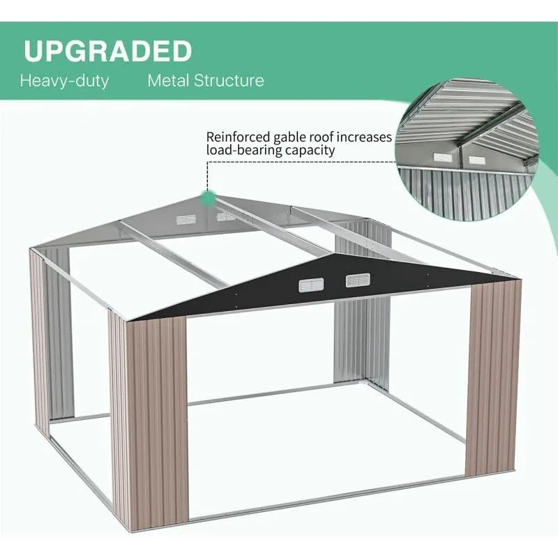 10X12 FT Outdoor Storage Shed, Durable Metal Outside Storage for Garden, Patio and Backyard, Waterproof Shelter for Tools