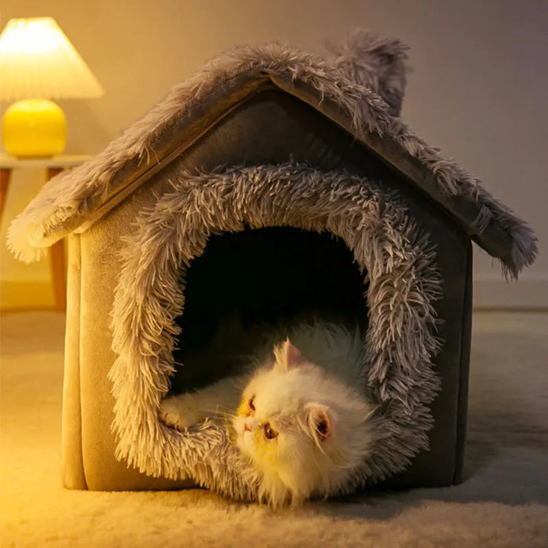 Dog Kennel Indoor Soft Comfortable Puppy House Removable Small Dog Bed Cave Winter Warm Pet Sleeping Mat Portable
