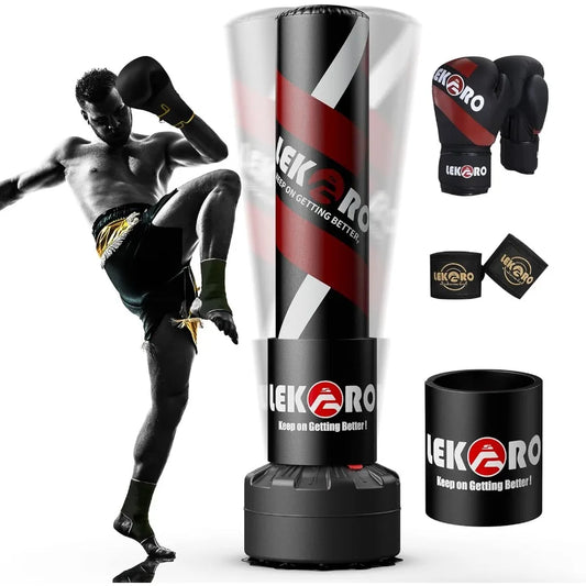 Freestanding Punching Bag with Boxing Gloves Heavy Boxing Bag with Stand for Adult Standing Kickboxing Bag for Home Gym Trainin