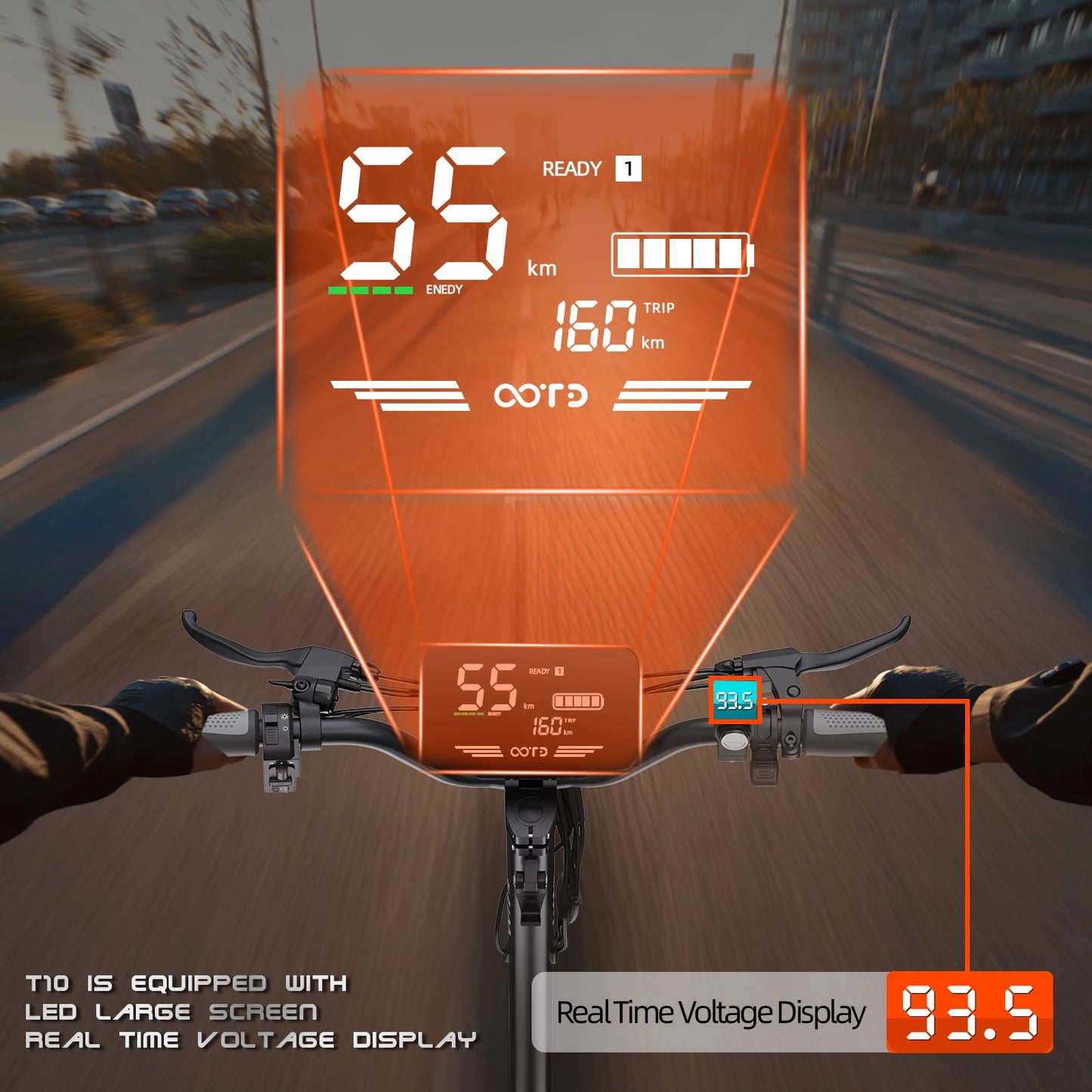 OOTD T10 900W Electric Scooter 48V 13.5AH/18AH Battery Range 21-28Miles 11" Off-Road Tires Foldable Lightweight Mobility Scooter