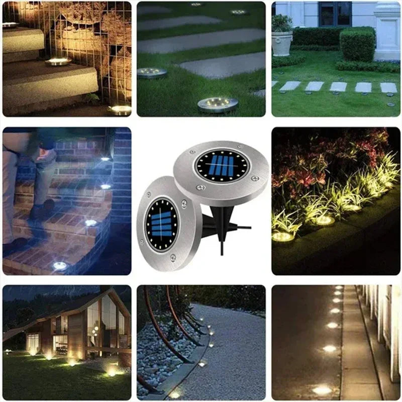 1/4/8Pcs Solar Lights Outdoor 8/20LEDs Disk Underground Lamp Spotlight Buried Solar Light for Home Garden Lawn Yard Decoration