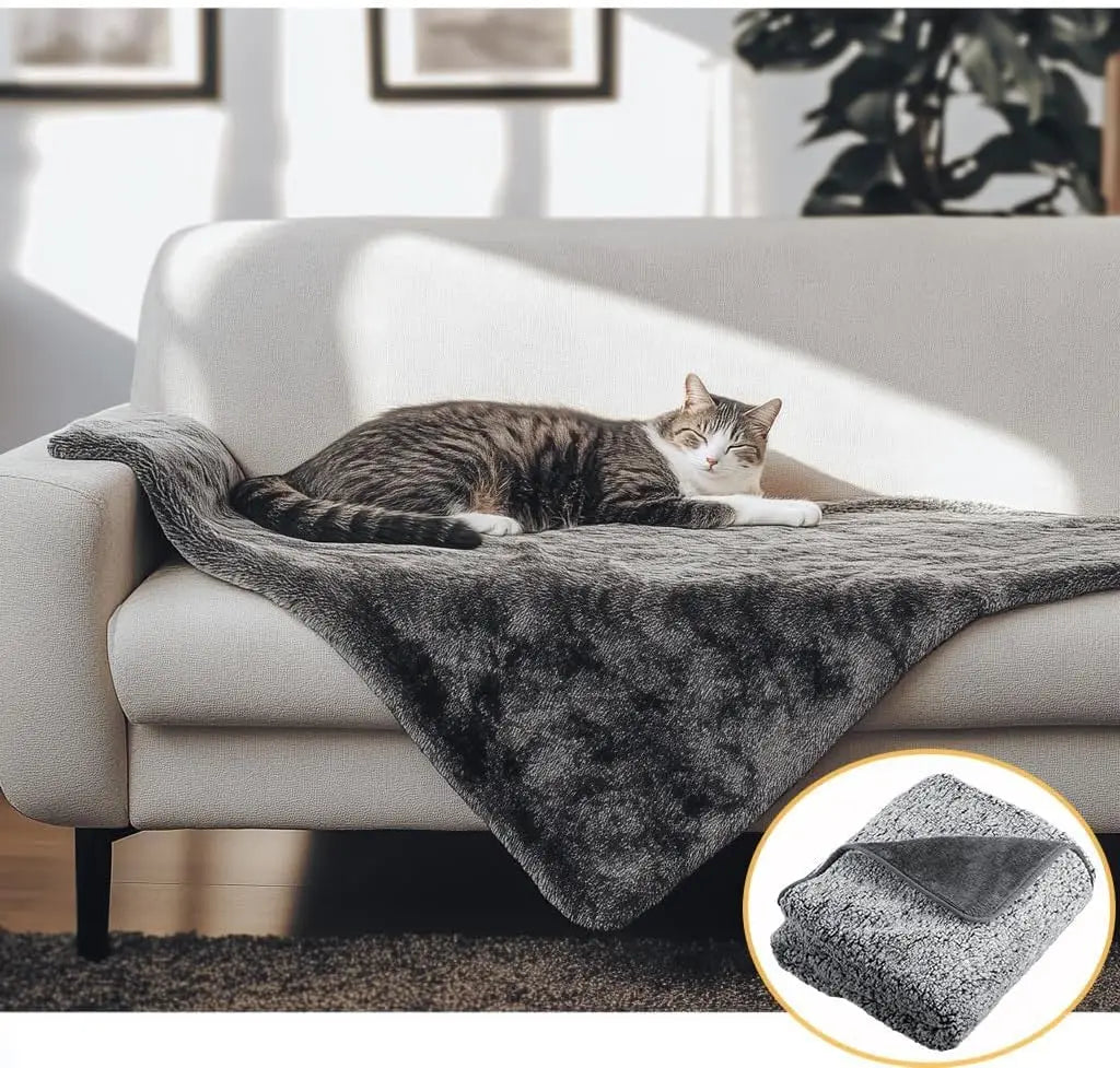Waterproof Pet Blanket 28x40 inch Pee Proof Dog Blanket for Sofa Bed Couch,Reversible Sherpa Fleece Furniture Protector Cover