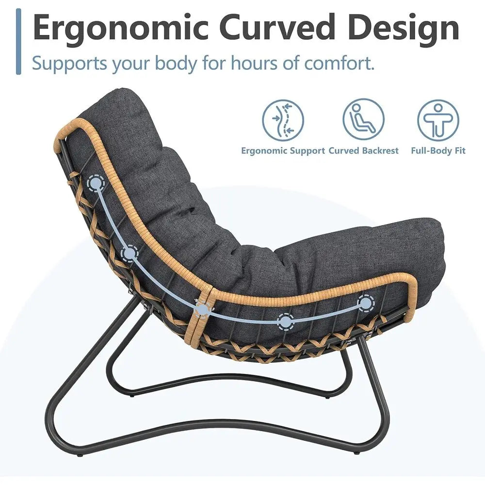 Weather-Resistant Double Wicker Loveseat with Cushion, Ideal for Outdoor Patio, Balcony, or Poolside in Grey