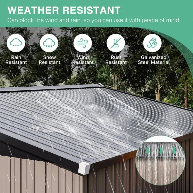 10X12 FT Outdoor Storage Shed, Durable Metal Outside Storage for Garden, Patio and Backyard, Waterproof Shelter for Tools