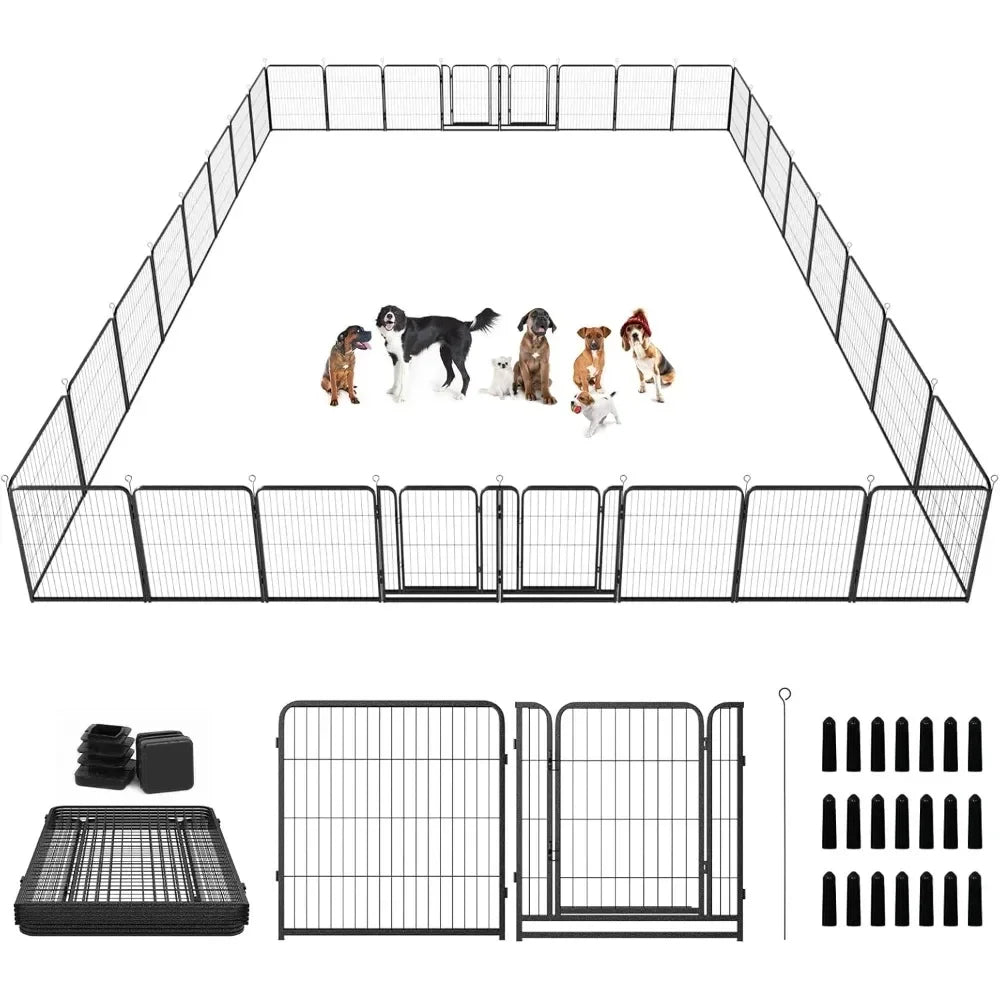 Dog Playpen Outdoor Extra Wide 40 Inch High Rust Resistant Portable RV Campground with Gates, Total 84 Feet, 561 Square Feet