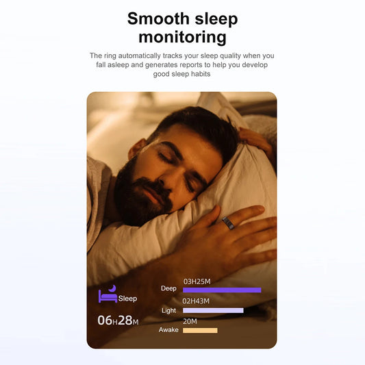 R02 Smart Ring Fitness Tracker Ring 5.0 Bluetooth-Compatible Heart Rate Tracker Multi-sport Modes Wearable for Android for IOS