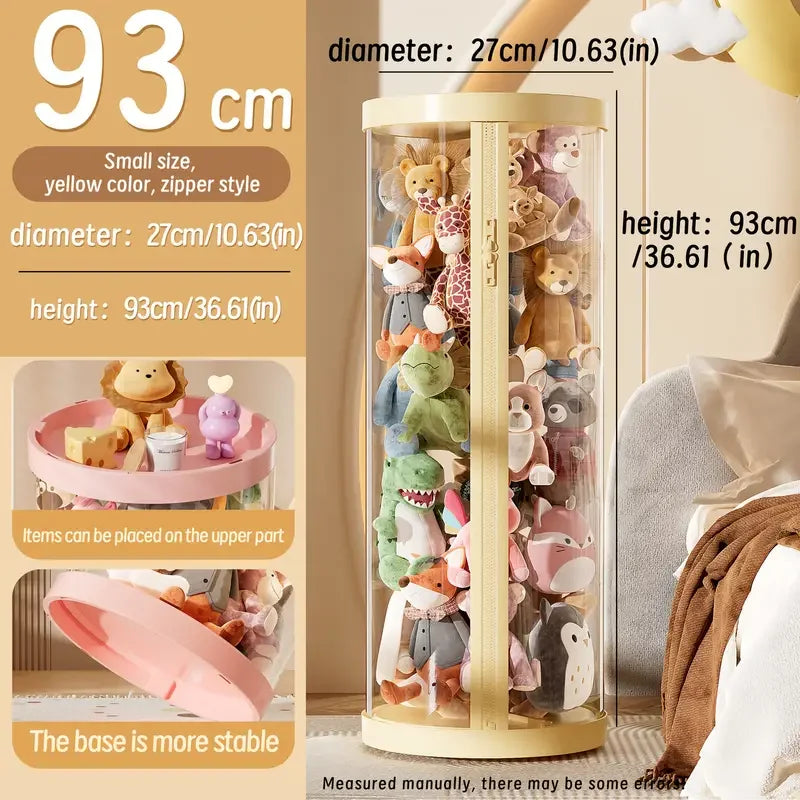 Soft toy storage bin - Transparent toy storage bin - Doll storage tube, corner children's soft toy display bin