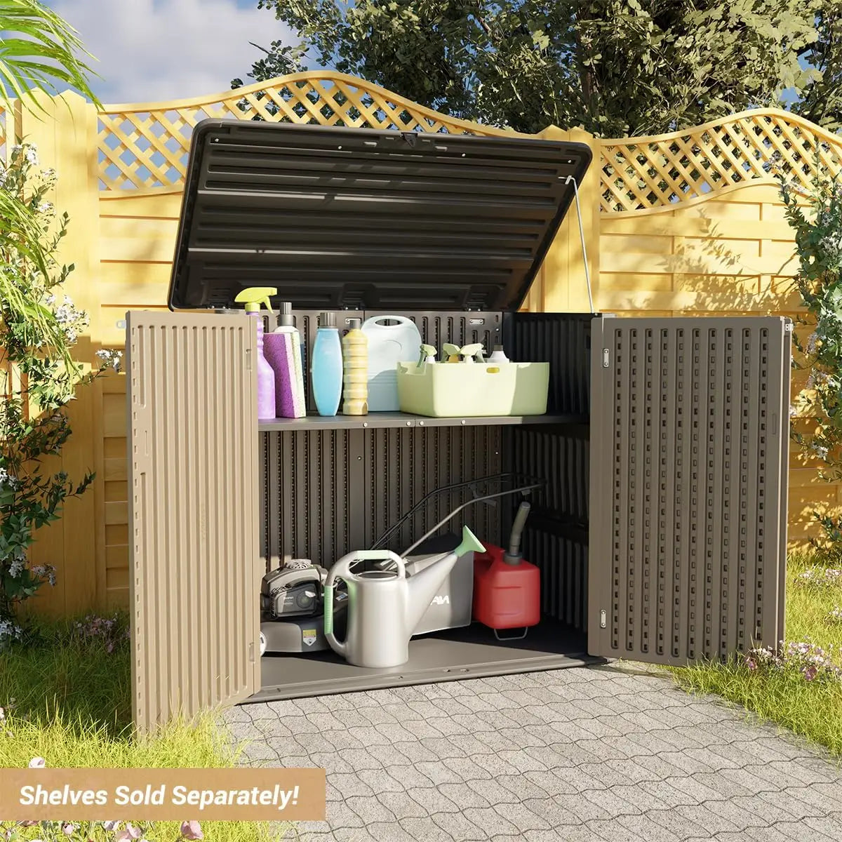2025-hotLarger Outdoor Storage Shed Weather Resistance, Resin Sheds & Outdoor Storage Backyards, 48 Cu.Ft Tool Shed