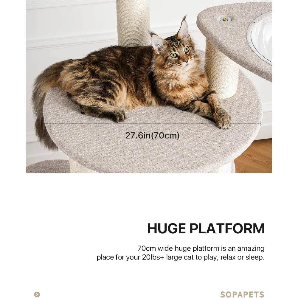 Cat Tree Tower for Indoor Cats Large Adult 20 lbs, XXL Heavy Duty Luxury Sturd, 65 Inches Tall