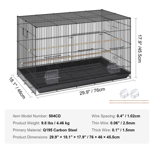 SucceBuy 30inch Pet Bird Cage Metal Large Parakeet Cages with Rolling Stand Tray for Cockatiels Parrot Budgies Lovebird Canaries