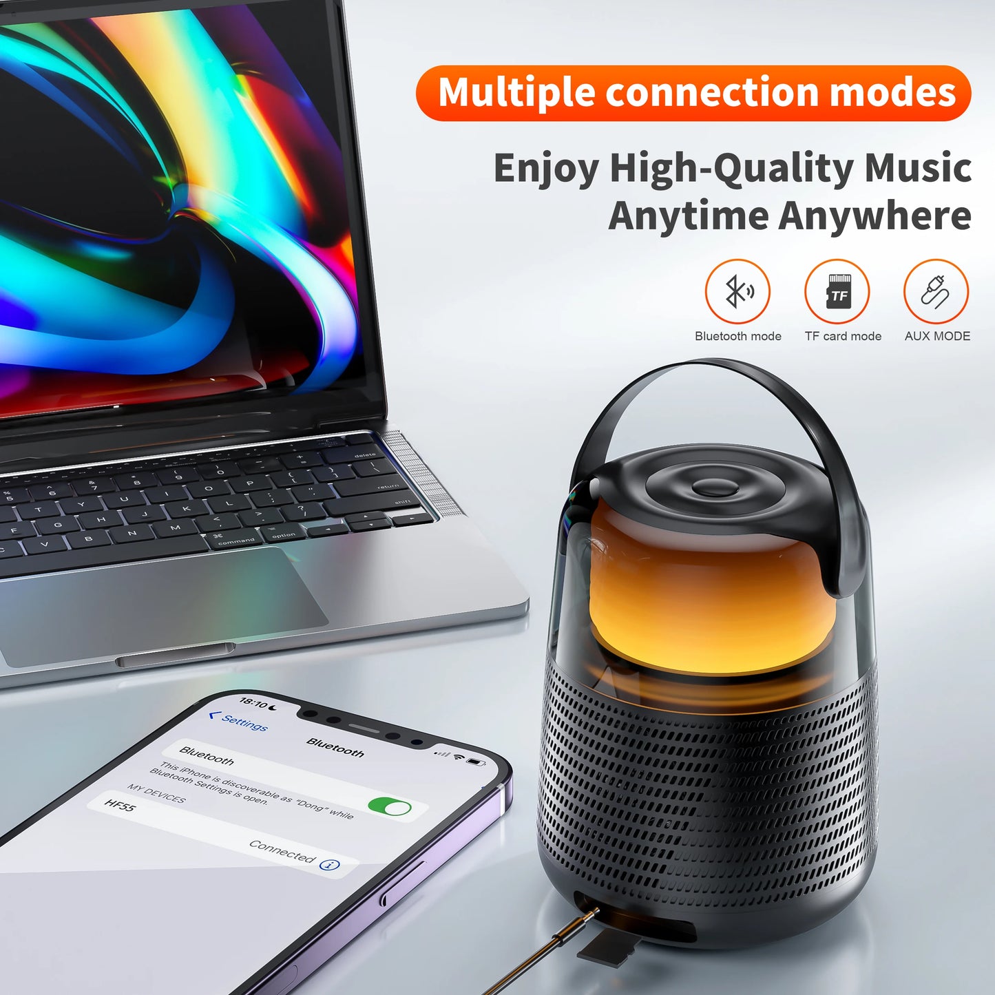 QERE HF55 Bluetooth Speaker with Hi-Res 20W Audio,Wireless HiFi Portable Speaker IPX5 Waterproof,Multiple connection modes,