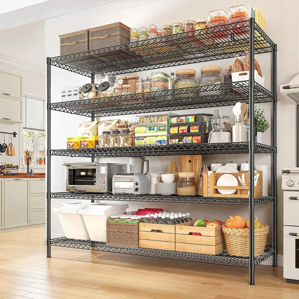 Storage Shelves, 55.5" W 3200LBS Metal Shelving 5 Tier Wire Shelving, Unit Garage Shelving Heavy Duty, Metal Shelves