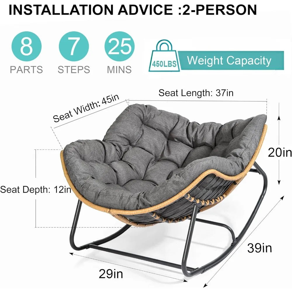 Outdoor Cradle Egg Chair, Indoor Papasan, Rattan Wicker Lounge Chair, Modern Royal Style, Suitable for Bedroom, Garden