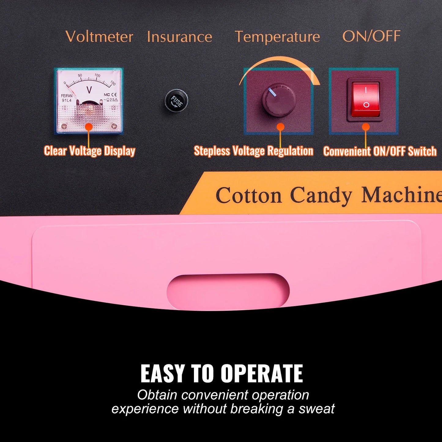 SucceBuy Electric Cotton Candy Machine Commercial Floss Maker with Stainless Steel Bowl Sugar Scoop Drawer for Birthday Party