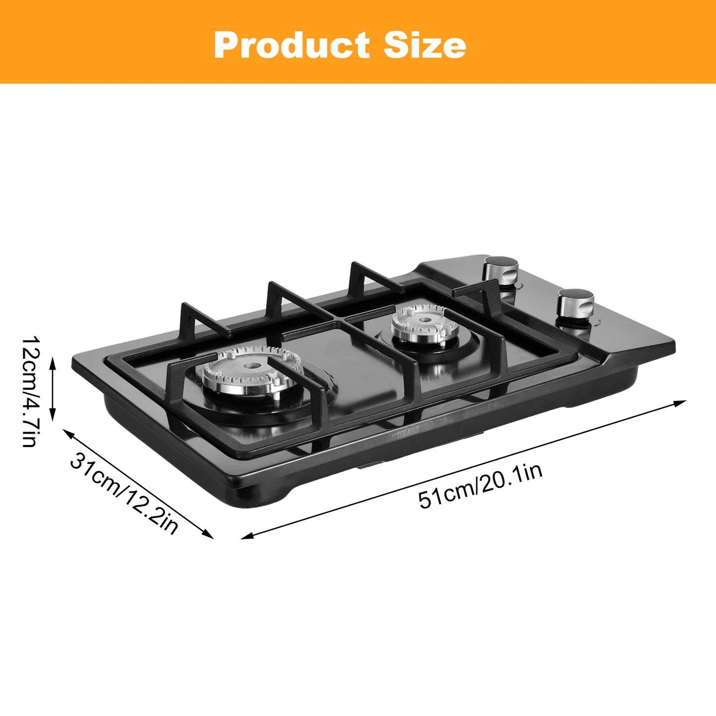 Propane Stove Indoor, Built in Thermocouple Protection Propane Cooktop with Powerful Built-in Burners for Kitchen