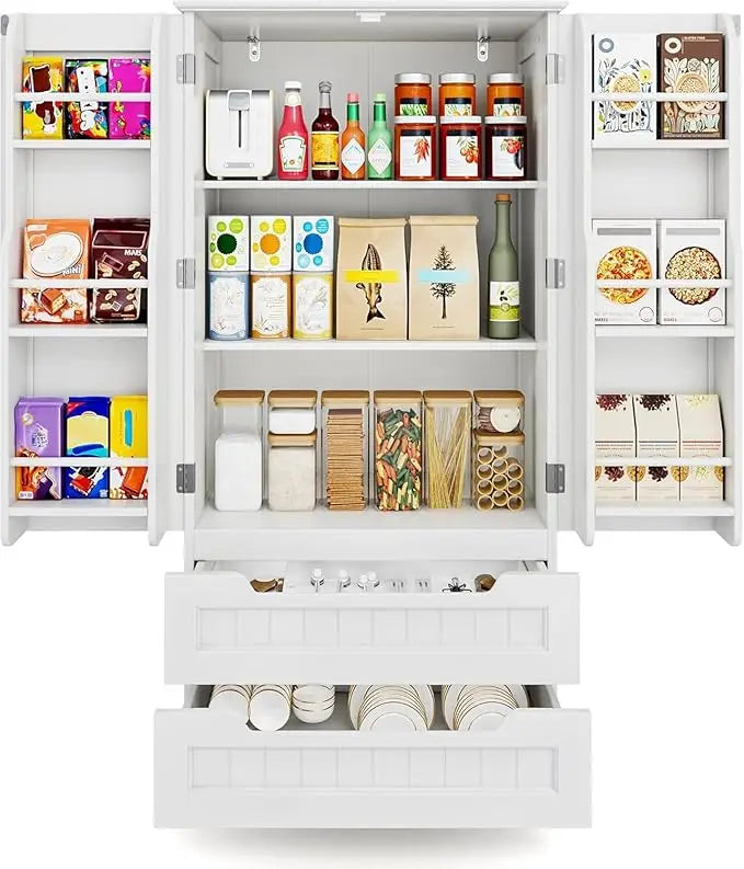 Kitchen Pantry Storage Cabinet with Drawers Freestanding Bathroom Storage Cabinets with Doors and Shelves, 47" Small Food