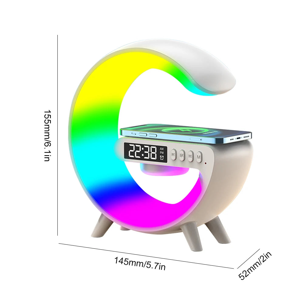 Wireless Speaker Charger Night Light with Alarm Clock Charging Function Atmosphere Lamp LED Table Lamp for Bedroom Home Decor