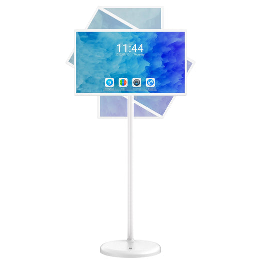 MWE 32/43-Inch Portable TV Smart Screen on Wheels, 2K Rotatable Monitor with Touchscreen, Android OS, 8H Video Playback Time