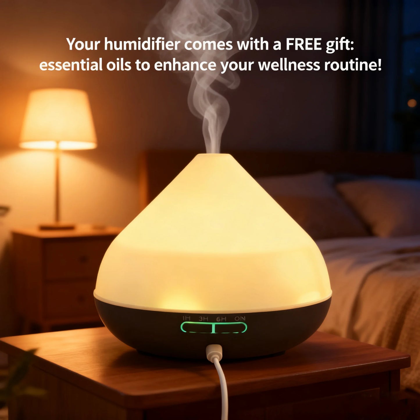 Ultrasonic Air Humidifier 500ml Aromatherapy mist Essential Oil Diffusers LED night lights with 6 oils for home office yoga