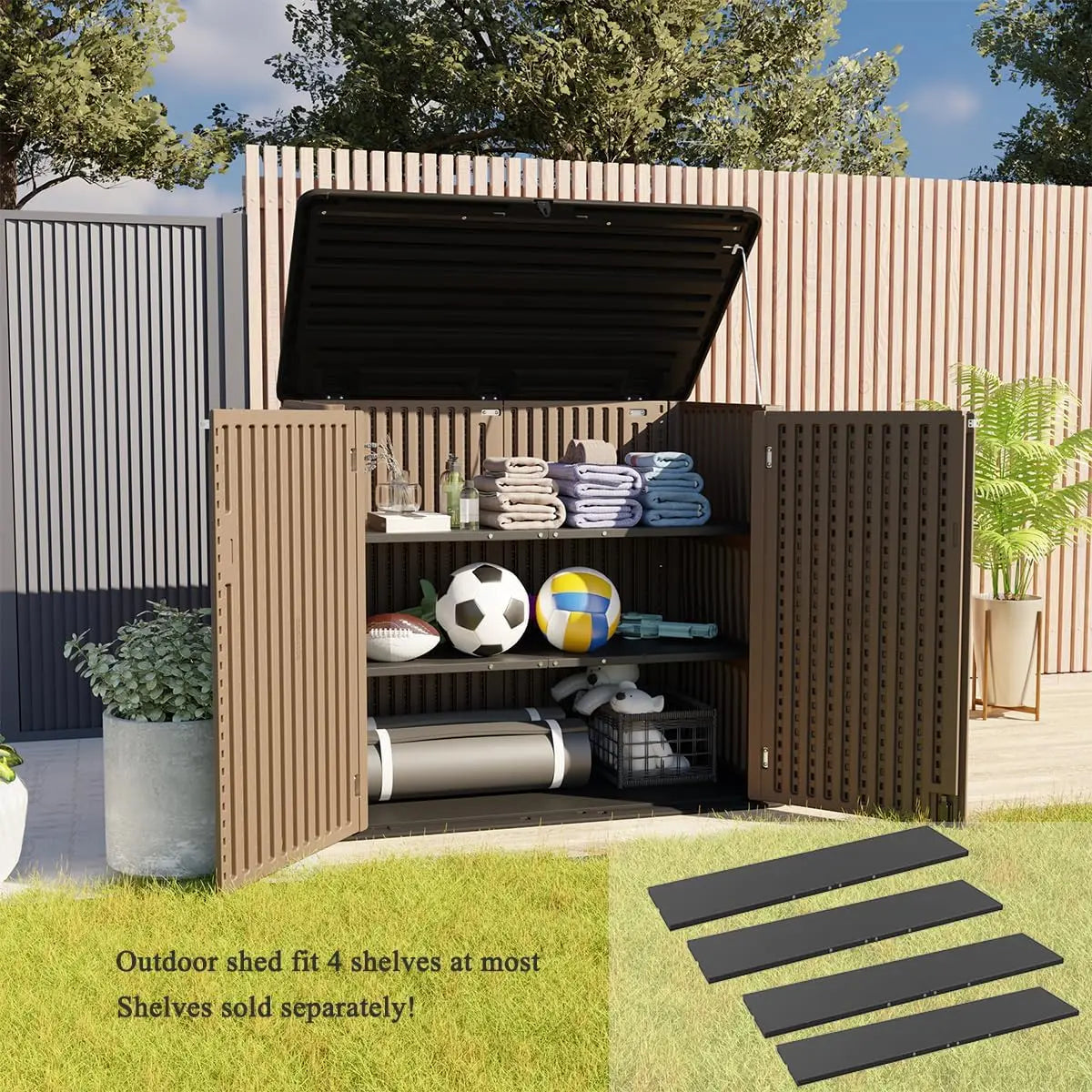 2025-hotLarger Outdoor Storage Shed Weather Resistance, Resin Sheds & Outdoor Storage Backyards, 48 Cu.Ft Tool Shed