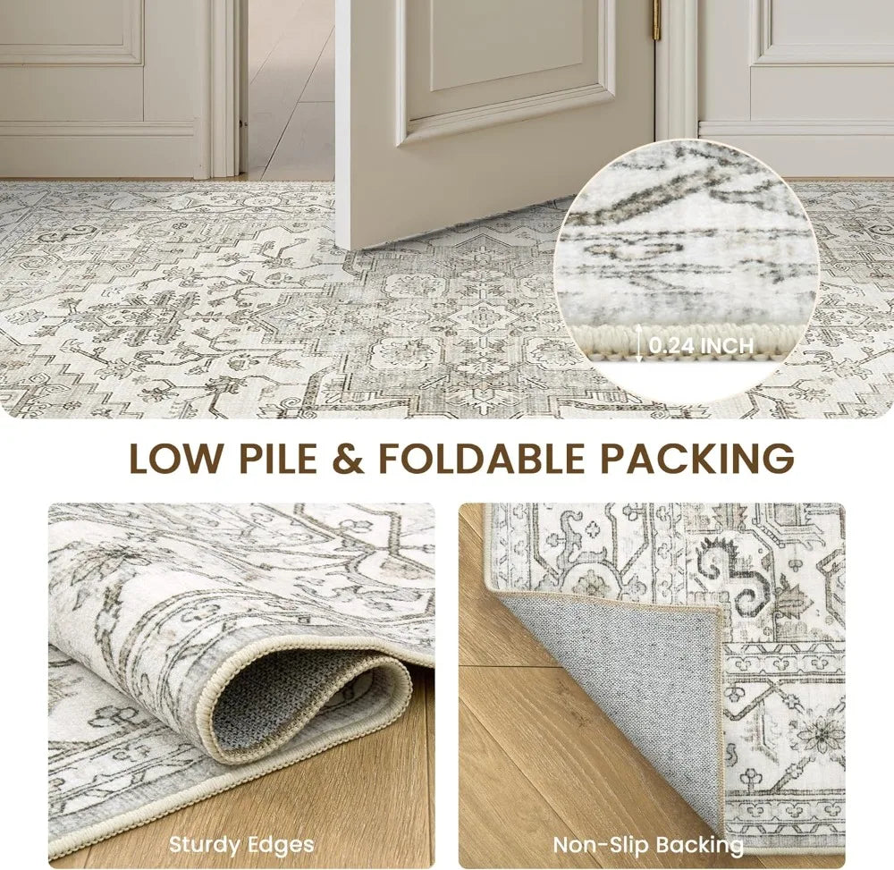 Area Rugs for Living Rooms - 8x10,  Pile Carpet Machine Washable Rugs for Bedroom, Farmhouse, Office, Dining