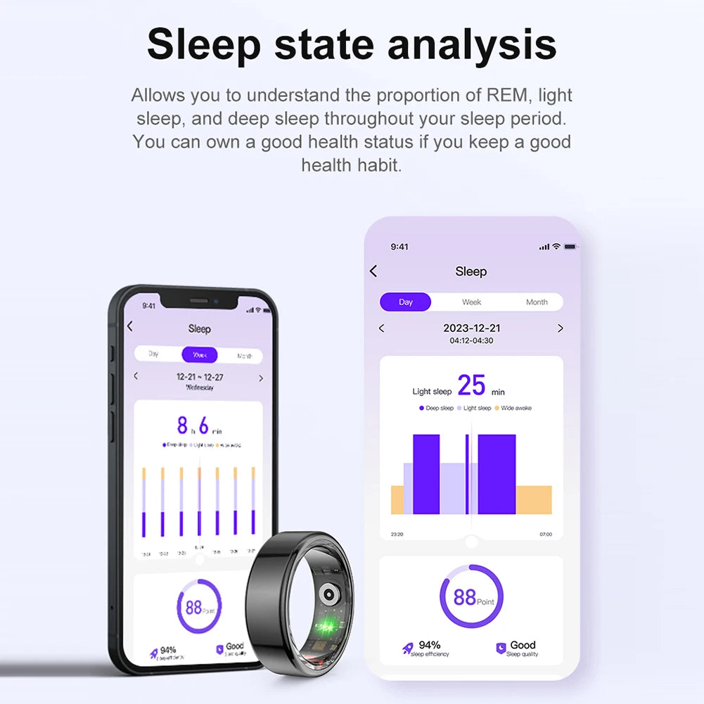 R02 Smart Ring Fitness Tracker Ring 5.0 Bluetooth-Compatible Heart Rate Tracker Multi-sport Modes Wearable for Android for IOS